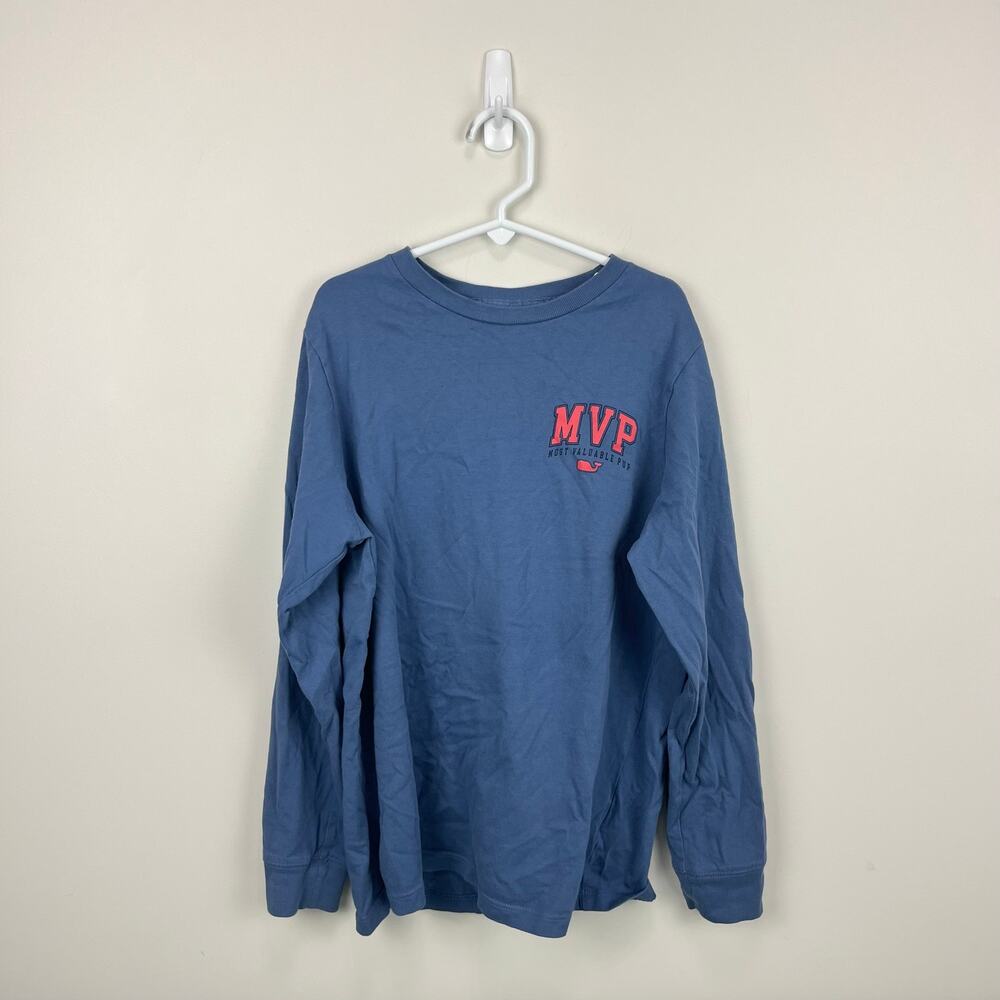 Vineyard Vines Boys' MVP Long Sleeve T-Shirt Moonshine Blue Pup S 8-10